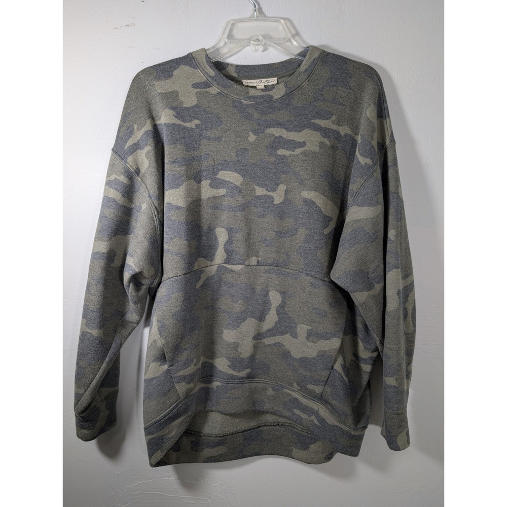 Express One‎ Eleven Women's Camo Crew Neck Front Pocket Sweatshirt Size S
